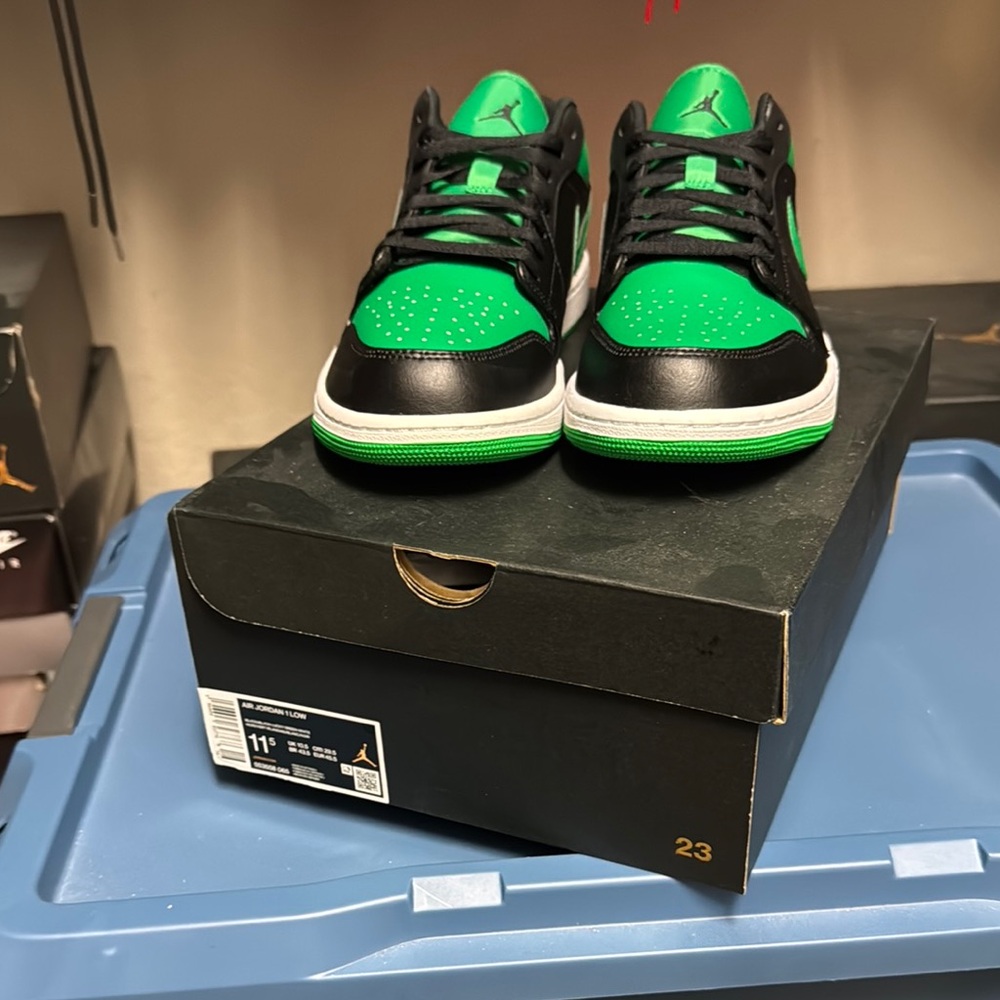 Brand New Jordan 1 Low Athletic Shoes - Green and Black